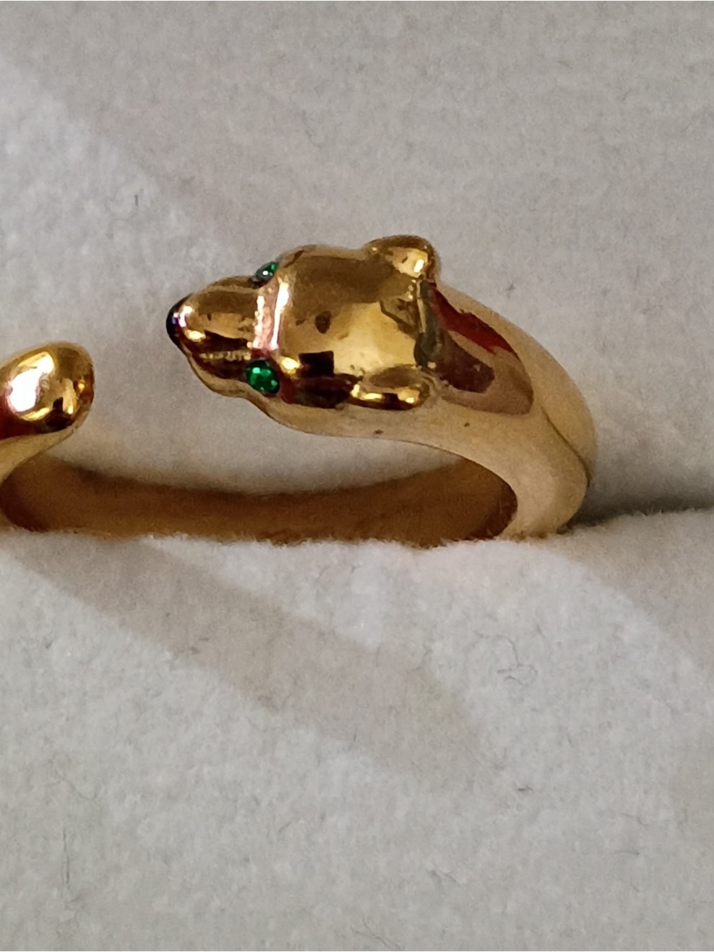 Gold-Tone Panther Wrap Ring with Green Accent Eyes